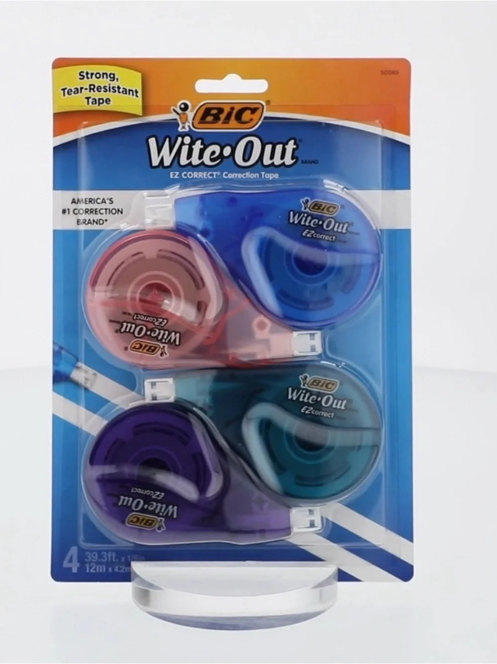 BIC Wite-Out Correction Tape 4-Pack — Blue, Purple, Teal, Pink